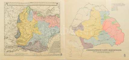 Erdély néprajzi térképe, két részes reprint térkép, kis gyűrődésekkel, 30x68 cm