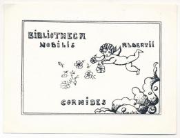 CORNIDESKIE, Alberti - Bibliotheca nobilis Albertii Cornides. Klisényomat, papír, jelzett a nyomaton. 5,5x8 cm