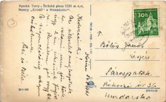 1961 Tátra, Magas-Tátra, Vysoké Tatry; Csorba tó strand és szálloda télen / Strbské pleso: Hotely Kr...