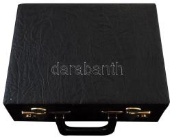 Fekete műbőr éremtartó koffer 8xklf kivehető tálcával klf méretű és formájú férőhelyekkel, használt,...