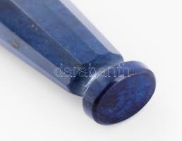 Antik kék ásvány pecsételő, vésetlen, h: 8,5 cm