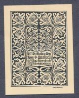 Theo Neuhuys (1878-1921): Uit de boeken van Anna G. Verster, van Nieuwkuyk, Amsterdam (szecessziós ex libris, 1900-1910 körül). Klisényomat, papír, jelzett a nyomaton. 6x4,5 cm