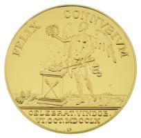 DN "Mária Terézia - egy dinasztia születése" sorozat, "II. József érem 1760" aranyozott rézötvözet emlékérem U.P. beütéssel, tanúsítvánnyal (30mm) T:PP