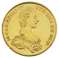 DN "Mária Terézia - egy dinasztia születése" sorozat, "Mária Karolnia Lujza érem 1768" aranyozott rézötvözet emlékérem U.P. beütéssel, tanúsítvánnyal (20mm) T:PP