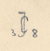 JC jelzéssel: 17 db karikaturisztikus arckép, 1938. Ceruza, papír. 16,5x12 cm