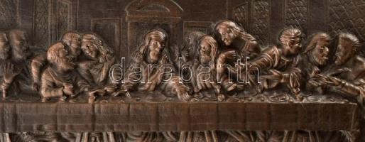 Utolsó vacsora. Bronz kép, fa lapra applikálva, 21x33,5 cm