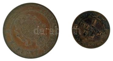 Német államok / Szászország 1862B 5pf Cu + 1868B 1pf Cu T:AU,VF German states / Saxony 1862B 5 Pfennige Cu + 1868B 1 Pfennig Cu C:AU,VF Krause KM#1218, KM#1216