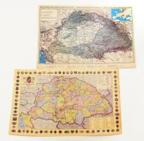 2 db reprint térkép: A Magyar Szent Korona Országai 1914-ben, 30x44 cm + Magyarország Trianon előtt és után, 30,5x42 cm