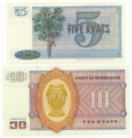 Mianmar / Burma DN(1973) 5K + 10K T:AU, hullámos papír
Myanmar / Burma ND(1973) 5 Kyats + 10 Kyats ...