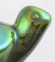 Zsolnay kisplasztika - Teknős. Eozinmázakkal bevont öntött fajansz, jelzett, hibátlan, 10x6,5 cm