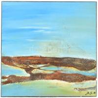 B. S. 14 jelzéssel: Rozsdás homok. Vegyes technika, vászon. 40x40 cm