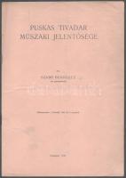 1943 Bp., Puskás Tivadar műszaki jelentősége, különlenyomat a Technika 1943. évi 3. számából, DEDIKÁLT!, hajtott, 7p