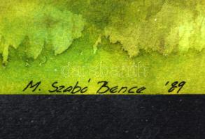 M. Szabó Bence (-): Koraőszi erdő. Akvarell, papír, jelezve jobbra lent. Üvegezett fakeretben, 19,5×...