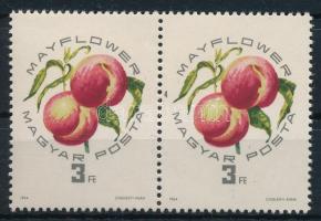 1964 Magyar barackfajták 3Ft pár zöld folt a levél előtt lemezhibával