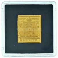 DN "Világ Bélyegcsodái - Habsburg Birodalom 9 Kreuzer 1850" aranyozott Cu bélyegérem, kapszulában, tanúsítvánnyal (21,4x24,8mm) T:PP