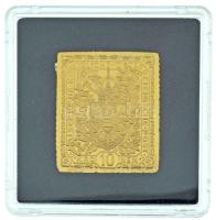 DN "Világ Bélyegcsodái - Csehszlovákia 10 Korona 1919" aranyozott Cu bélyegérem, kapszulában, tanúsítvánnyal (24,6x28,7mm) T:PP