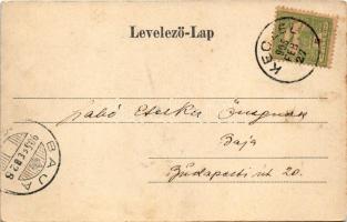 1905 Kecel, Fő utca télen, templom. Szabó Árpád fényképe után (fl)