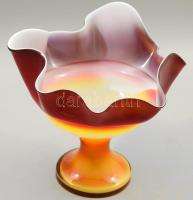 Dragan Drobnjak többrétegű üveg kínáló, jelzés nélkül, hibátlan, d: 22 cm, m: 22 cm