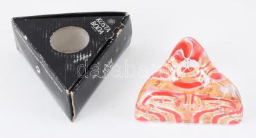 Kosta Boda színes csíkos mécsestartó, dobozában, 10x10 cm