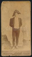 cca 1890 Horváth Zoltán (1860-1930) színész portréja, keményhátú fotó, sérült, 21×11 cm