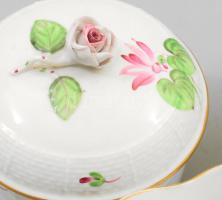 Herendi rózsamintás 3 részes szervírozó szett, jelzett: 2. oszt., kis kopással, m: 16 cm alatt