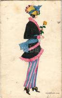 1918 Fashion lady art postcard. B.K.W.I. 188-1. s: Mela Koehler (Rb)