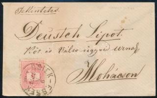1877 Levél Színesszámú 5kr bérmentesítéssel "OSIEK-ESSEK" - "MOHÁCS"