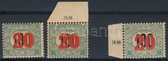 1915 Kisegítő portó 20f/100f 2 x III. vízjellel, 1 x IV. vízjellel