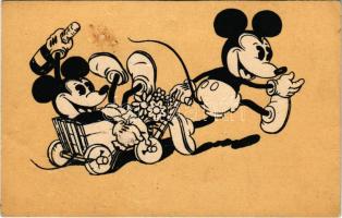 Disney képeslap Mickey egerekkel / Walter E. Disney postcard with Mickey Mouse (tűnyomok / pinmarks)