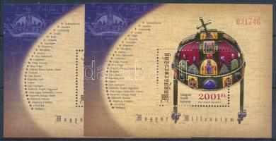 2001 2 db Szent Korona blokk (11.000)