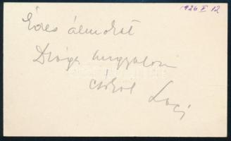 1926 Dr. Brezovsky László szülész-nőgyógyász üdvözlő sorai névjegykártyáján