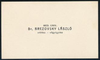 1926 Dr. Brezovsky László szülész-nőgyógyász üdvözlő sorai névjegykártyáján