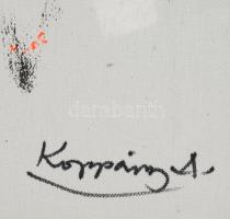 Koppány Attila (1947-): Kompozíció fekete ívvel, 2025. Akril, vászon. Jelzett a hátoldalán. 40x30 cm...