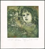 Németh Róbert (1975-): Csenge, 2006. Rézkarc, rézmaratás, papír, jelzett, egyedi nyomat. 20x20 cm