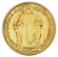 DN "Magyar aranypénzek utánveretben - Szent István jubileumi 100 pengő 1938" aranyozott Ag emlékérem kapszulában (5,5g/0.999/25mm) T:PP