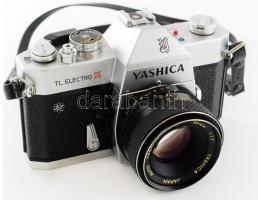 Yashica TL Electro X fényképezőgép, Yashinon DS-M objektívvel, hozzá közgyűrű, illetve Jena S1:4 f=1...
