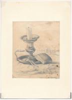 Glatz Henrik (Glatz Oszkár fia): Csendélet, 1920. Ceruza, papír. Jelzett. Paszpartuban. 12,5×10,5 cm