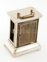 Junghans asztali óra, Boltiszár György Magyaróvár órás számlapjával, oldalsó üveg hiányzik, m: 16 cm