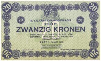 Csót / Hadifogolytábor 1916. augusztus 1. 20K sor- és sorozatszám nélkül T:AU,XF hajtatlan, de több ...