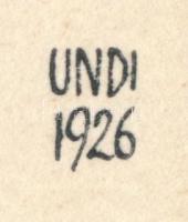 Undi Mariska (1877-1959): Lány népviseletben, art deco grafika, vegyes technika, papír, jelzett, 13,...