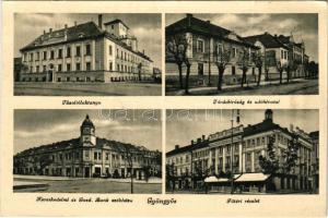 Gyöngyös, Tűzoltólaktanya, járásbíróság és adóhivatal, Kereskedelmi és Gazd. Bank székháza, Fő téri részlet (kis szakadás / small tear)