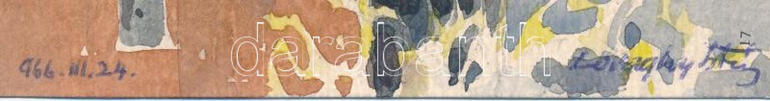 Lovaghy István (1898-?): Pittsburghi havas háztetők, 1966. Akvarell, papír, jelzett, 15,5×11,5 cm. /...