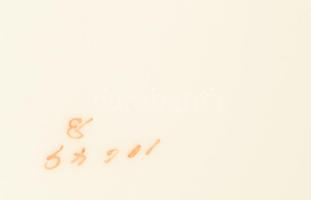 Szecessziós porcelán teás kanna, kézzel festett, sorszámozott, kopással, m: 28 cm