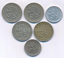 Csehszlovákia 1922-1937. 1K Cu-Ni (4xklf) + 1946. 1K Cu-Ni + 1950. 1K Al T:VF Czechoslovakia 1922-1937. 1 Koruna Cu-Ni (4xdiff) + 1946. 1 Koruna Cu-Ni + 1950. 1 Koruna Al C:VF Krause KM#4, KM#19, KM#22