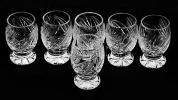 Kristály felespohár készlet, 6 db, minimális pattogzással, m: 7 cm