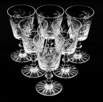 Ólomkristály italos pohár szett, 6 darab, jelzés nélkül, hibátlan, m: 14 cm