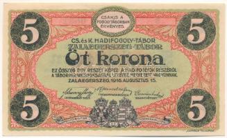 Zalaegerszeg / hadifogolytábor 1916. augusztus 15. 5K arab sorozat és sorszámmal, "9 0631" T:AU / Hungary / Zalaegerszeg / POW camp 1916.08.15. 5 Kronen with arabic serial numbers, "9 0631" C:AU Adamo HHZ-1.6V