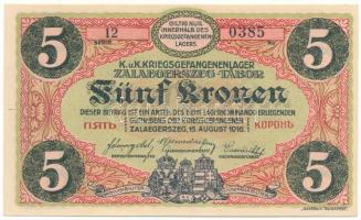 1916. Zalaegerszeg / hadifogolytábor 1916. augusztus 15. 5K arab sorozat és sorszámmal, "12 038...