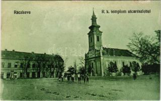 Ráckeve, Római katolikus templom, utca részlet. Münich Jenő kiadása