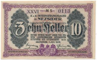Nezsider / Hadifogolytábor 1916. július 1. 10f római sorozat- és arab sorszámmal "XXVI 0113&quo...